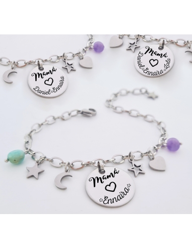 Pulsera para mamá, con el nombre de...
