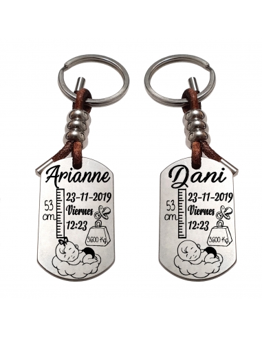 Llavero natalicio doble cara, niño y...