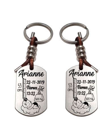 Llavero natalicio doble cara, niña y...