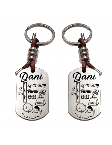 Llavero natalicio doble cara, niño y...