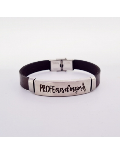Pulsera de cuero, con texto...