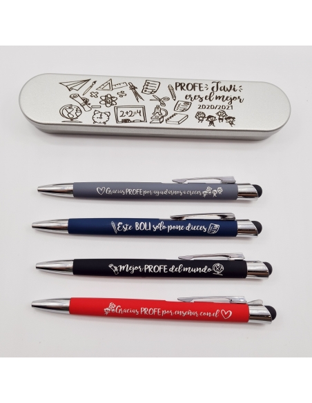 Bolígrafo MODELO CLÁSICO. MEJOR PROFE, caja incluida.