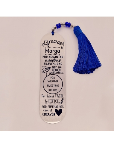 Marca páginas BIMBA, modelo 3 (plural), borla de algodón, cristal checo y acero inoxidable.