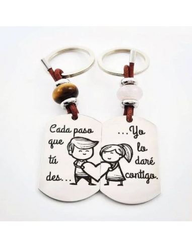 Conjunto DUO, dos llaveros con frase...