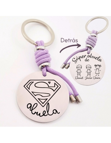 Llavero SÚPER ABUELA, con los nombres...