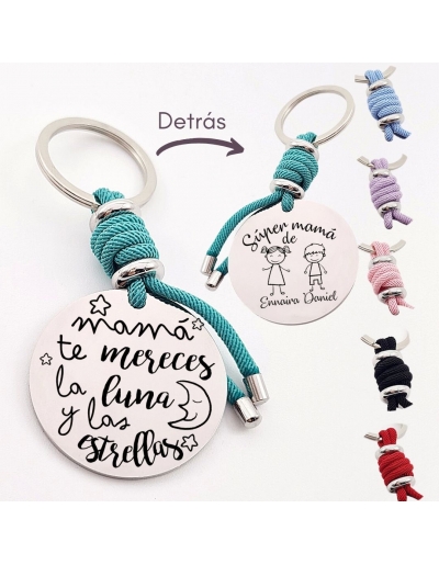 Llavero con frase, (Mamá te...