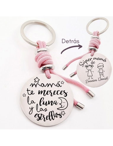 Llavero con frase, (Mamá te mereces...