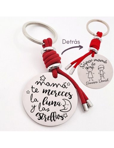 Llavero con frase, (Mamá te mereces...