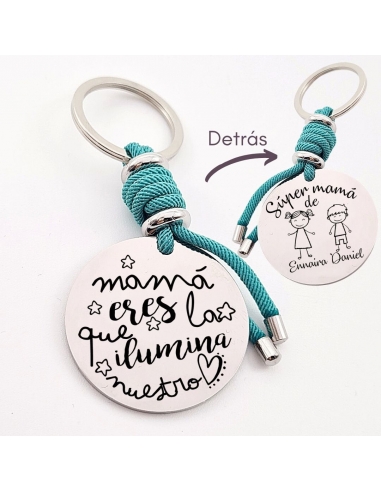 Llavero con frase, (Mamá eres la que...