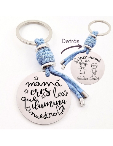 Llavero con frase, (Mamá eres la que...