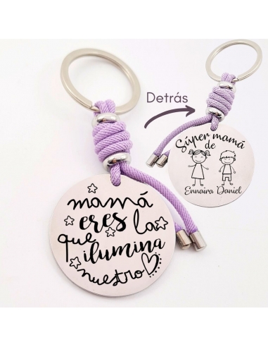 Llavero con frase, (Mamá eres la que...