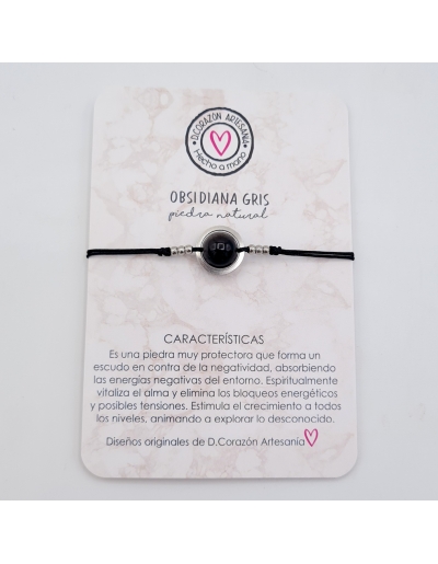 Pulsera OBSIDIANA GRIS,...
