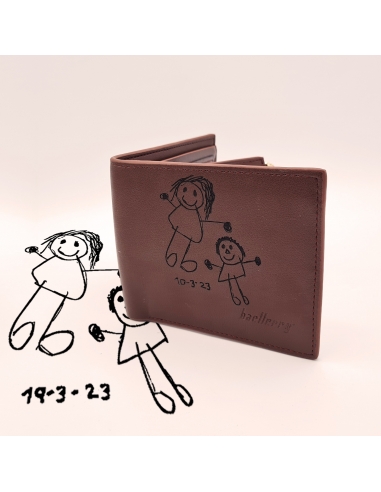 Cartera cuerina, con dibujo infantil,...