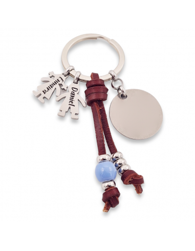 Llavero de cuero nacional, con niños...