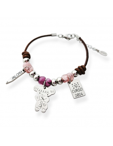 Pulsera PROFESORA, ajustable de cuero...