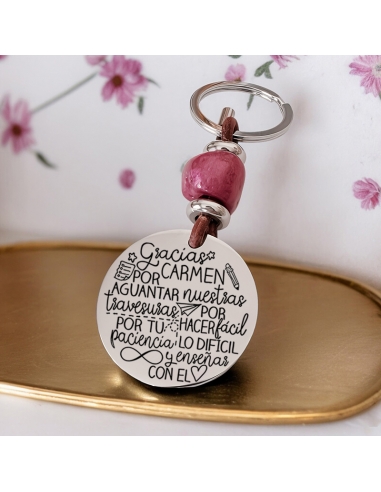 Llavero con frase (Gracias (nombre)...