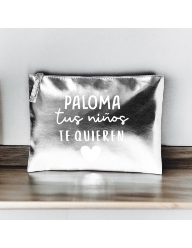 Neceser metalizado con frase (NOMBRE...