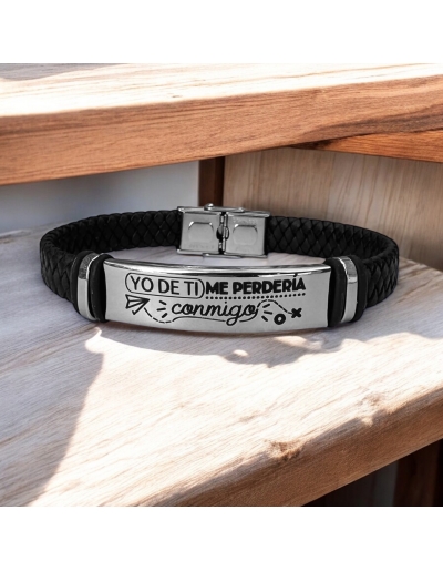 Pulsera de cuero con frase...