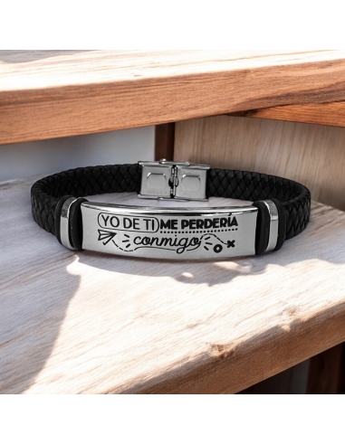 Pulsera de cuero con frase (Yo de ti,...