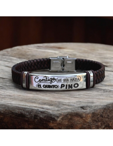 Pulsera de cuero con frase (Contigo...