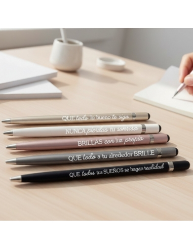Bolígrafo metálico con frase...